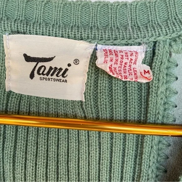 Vtg Leather Patchwork Vest in sage green Womens size M - Picture 4 of 6